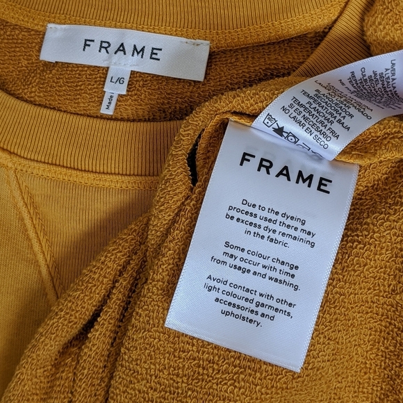 Frame Sweatshirt Short Sleeve Roll Cuffs Crew Pullover Faded Marigold L NWT - Picture 13 of 14